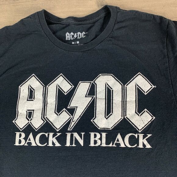 AC/DC Mens T-Shirt Medium Back In Black AC DC Hard Rock Band Tee Short Sleeve - Picture 3 of 6
